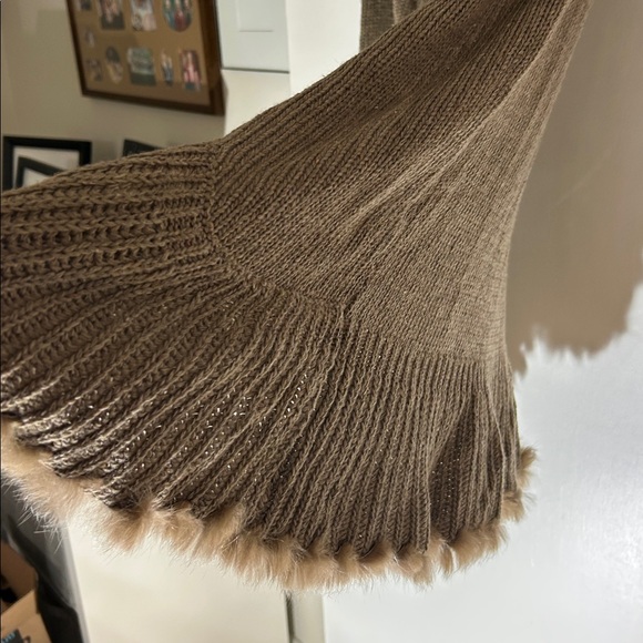 Hendi Brown Wool Blend Cardigan Sweater w/Faux Fur S/M - Picture 4 of 7